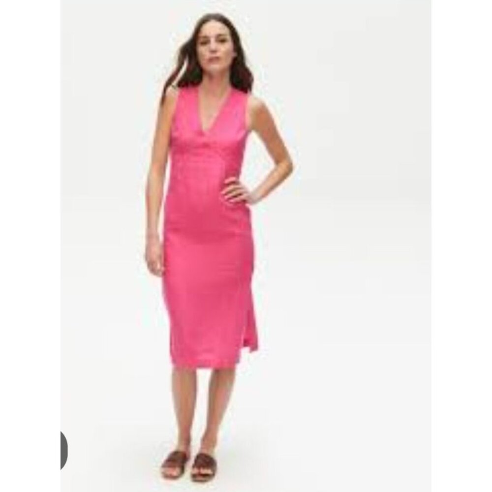 Michael Stars Womens Hot Pink Hilary Linen Shift Dress size Medium Guest
